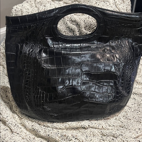 Maxx New York Black Croc-Embossed Satchel - Picture 2 of 4